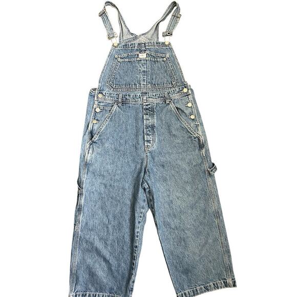 Vintage Y2K Calvin Klein Cropped Denim Carpenter Overalls Women's size Medium - Picture 3 of 15